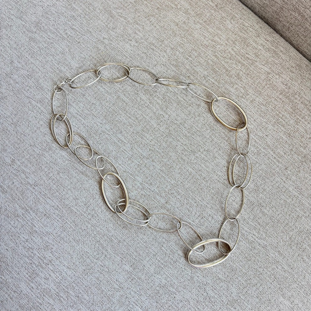 Vintage Waist Chain Belt OS Silver Tone Oval Link Y2K Retro Indie